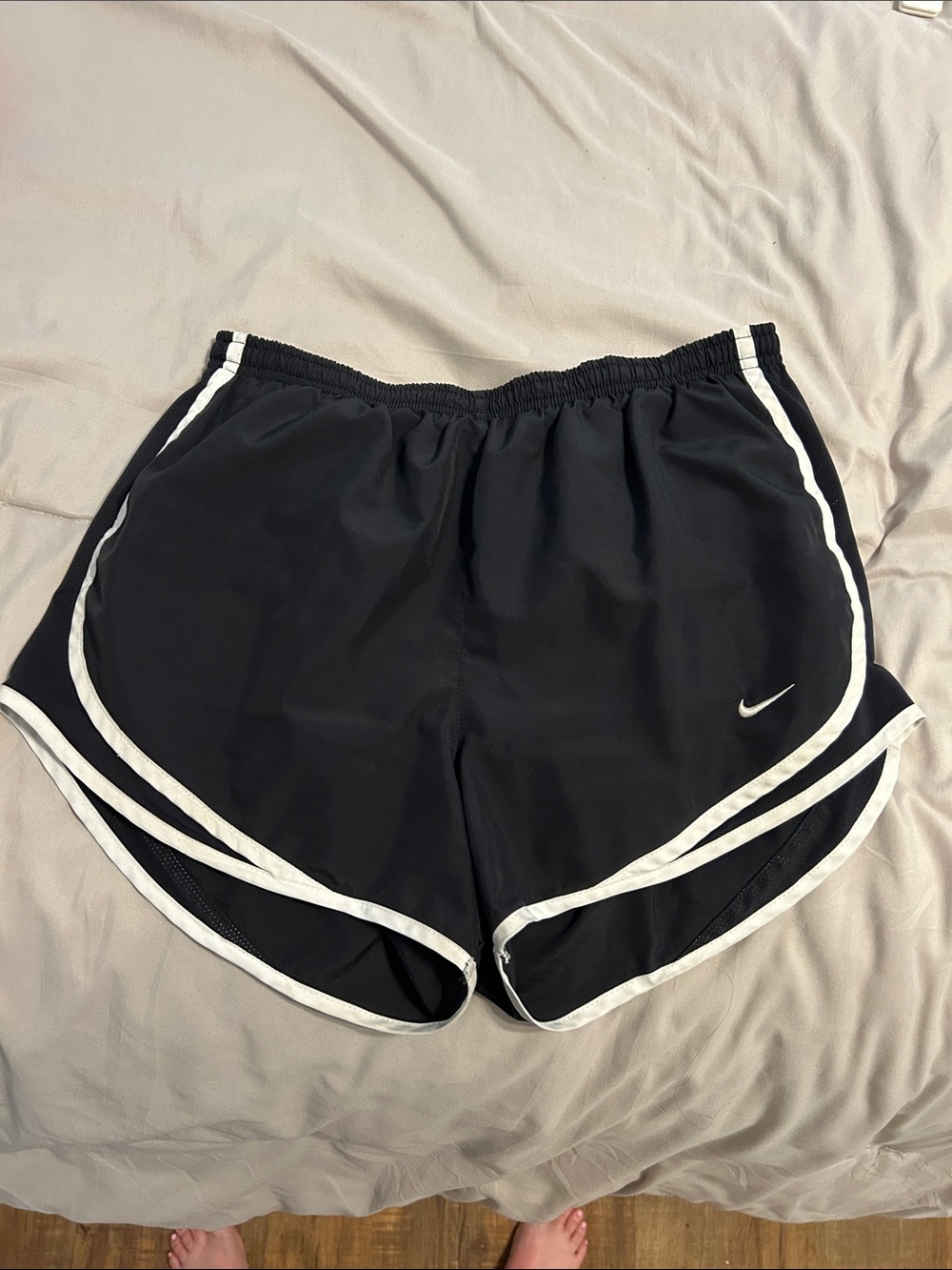 Nike Black Athletic Shorts with White Piping